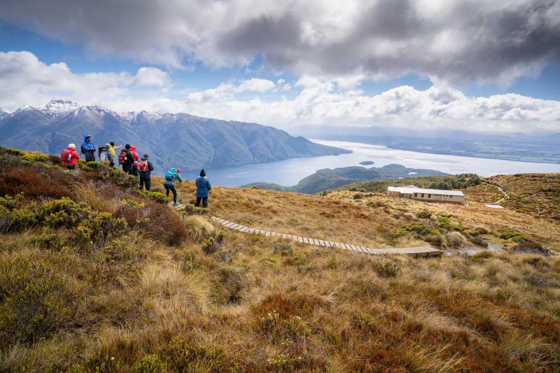 Looking down on Luxmore Hut