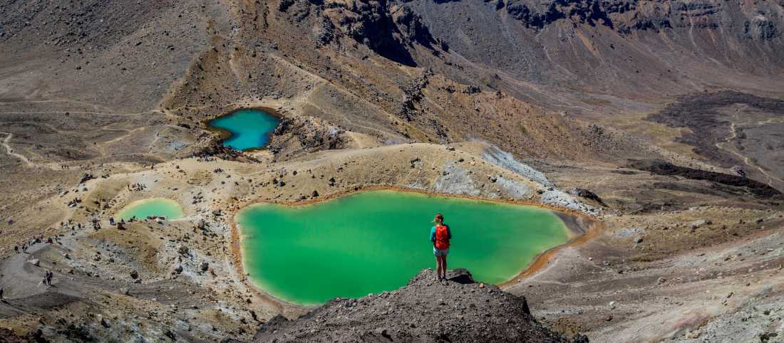 Vividly-coloured volcanic lakes at Tongariro Alpine Crossing |  Camilla Rutherford